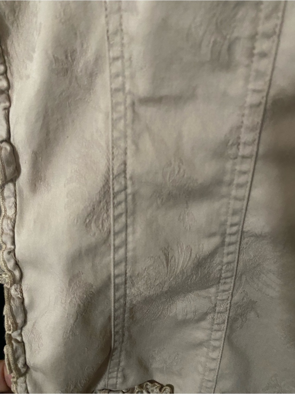 Chico's Cream Ruffle-Trim Button Front Jacket - Picture 4 of 5